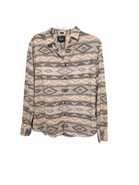 Bixby Nomad- Men’s Gray/Blue Aztec Button-Up Shirt - Medium